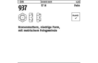 100 Stück, ~DIN 937 17 H Fein Kronenmuttern, niedrige Form mit metrischem Feingewinde - Abmessung: M 10 x 1