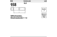 50 Stück, DIN 938 8.8 Stiftschrauben, Einschraubende = 1 d - Abmessung: M 8 x 20