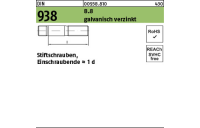 50 Stück, DIN 938 8.8 galvanisch verzinkt Stiftschrauben, Einschraubende = 1 d - Abmessung: M 8 x 20