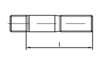 50 Stück, DIN 939 8.8 galvanisch verzinkt Stiftschrauben, Einschraubende = 1,25 d - Abmessung: M 12 x 45