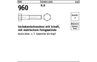 50 Stück, DIN 960 8.8 Sechskantschrauben mit Schaft, mit metrischem Feingewinde - Abmessung: M 12 x1,25x130