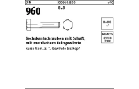 25 Stück, DIN 960 8.8 Sechskantschrauben mit Schaft, mit metrischem Feingewinde - Abmessung: M 24 x1,5 x 90