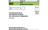 200 Stück, DIN 961 10.9 galvanisch verzinkt Sechskantschrauben mit Gewinde bis Kopf, mit metrischem Feingewinde - Abmessung: M 8 x1 x 20