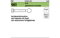 200 Stück, DIN 961 8.8 galvanisch verzinkt Sechskantschrauben mit Gewinde bis Kopf, mit metrischem Feingewinde - Abmessung: M 10 x1,25x 20