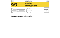 100 Stück, DIN 963 Messing blank gedreht Senkschrauben mit Schlitz - Abmessung: M 1,6 x 10