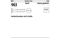 100 Stück, DIN 963 Stahl blank gedreht Senkschrauben mit Schlitz - Abmessung: M 1,6 x 12