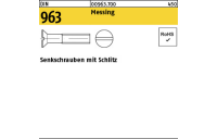 200 Stück, DIN 963 Messing Senkschrauben mit Schlitz - Abmessung: M 2,5 x 5