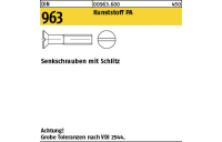 200 Stück, DIN 963 Kunststoff PA Senkschrauben mit Schlitz - Abmessung: M 3 x 16