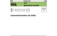 200 Stück, DIN 964 4.8 galvanisch verzinkt Linsensenkschrauben mit Schlitz - Abmessung: M 6 x 50