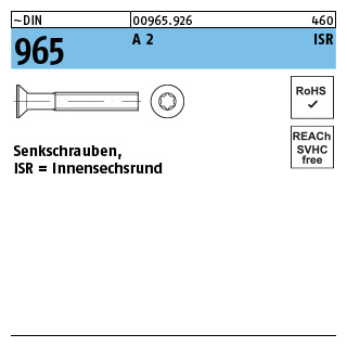 2000 Stück, ~DIN 965 A 2 ISR Senkschrauben, mit Innensechsrund - Abmessung: M 2 x 3 -T6