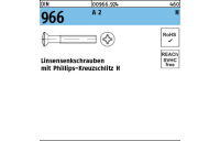 1000 Stück, DIN 966 A 2 H Linsensenkschrauben mit Phillips-Kreuzschlitz H - Abmessung: M 2,5 x 4 -H