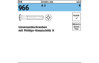 200 Stück, DIN 966 A 2 H Linsensenkschrauben mit Phillips-Kreuzschlitz H - Abmessung: M 8 x 20 -H