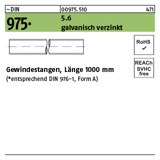 1 Stück, ~DIN 975 5.6 galvanisch verzinkt Gewindestangen, Länge 1000 mm - Abmessung: M 30