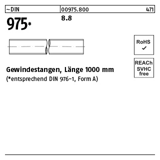 1 Stück, ~DIN 975 8.8 Gewindestangen, Länge 1000 mm - Abmessung: M 5