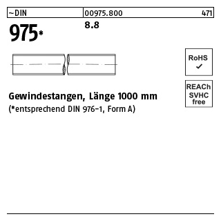 1 Stück, ~DIN 975 8.8 Gewindestangen, Länge 1000 mm - Abmessung: M 14