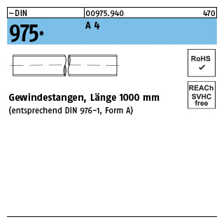 1 Stück, ~DIN 975 A 4 Gewindestangen, Länge 1000 mm - Abmessung: M 18