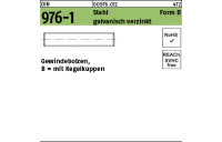 100 Stück, DIN 976-1 Stahl Form B galvanisch verzinkt Gewindebolzen, mit Kegelkuppen - Abmessung: BM 6 x 50