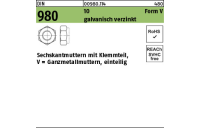 1000 Stück, DIN 980 10 Form V galvanisch verzinkt Sechskantmuttern mit Klemmteil, Ganzmetallmuttern, einteilig - Abmessung: VM 6