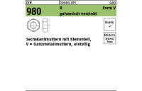 100 Stück, DIN 980 8 Form V galvanisch verzinkt Sechskantmuttern mit Klemmteil, Ganzmetallmuttern, einteilig - Abmessung: VM 6