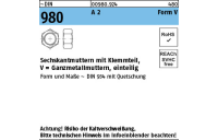 1000 Stück, ~DIN 980 A 2 Form V Sechskantmuttern mit Klemmteil, Ganzmetallmuttern, einteilig - Abmessung: VM 6