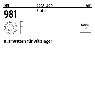 DIN 981 Stahl Nutmuttern für Wälzlager - Abmessung: KM10 M 50x1,5, Inhalt: 5 Stück