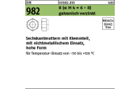 1000 Stück, DIN 982 8 (<= M 4 = 6-8) galvanisch verzinkt Sechskantmuttern mit Klemmteil, mit nichtmetallischem Einsatz, hohe Form - Abmessung: M 4