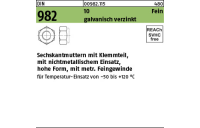 100 Stück, DIN 982 10 Fein galvanisch verzinkt Sechskantmuttern mit Klemmteil, mit nichtmet. Einsatz, mit met. Feingew. - Abmessung: M 10 x 1