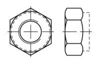 100 Stück, ~DIN 985 Messing Sechskantmuttern mit Klemmteil, mit nichtmetallischem Einsatz, niedrige Form - Abmessung: M 5