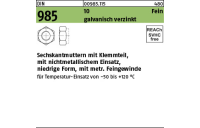 100 Stück, DIN 985 10 Fein galvanisch verzinkt Sechskantmuttern mit Klemmteil, mit nichtmet. Einsatz, mit met. Feingew. - Abmessung: M 10 x 1