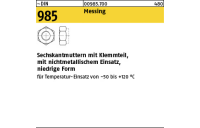 100 Stück, ~DIN 985 Messing Sechskantmuttern mit Klemmteil, mit nichtmetallischem Einsatz, niedrige Form - Abmessung: M 10