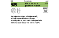 100 Stück, DIN 985 8 (<=M 5 = 6 - 8 ) Fein galvanisch verzinkt Sechskantmuttern mit Klemmteil, mit nichtmet. Einsatz, mit met. Feingew. - Abmessung: M 12 x 1