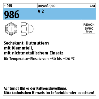 Hutmuttern DIN 986 - Edelstahl A2, 1,08 €