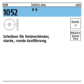 25 Stück, DIN 1052 A 4 Scheiben für Holzverbinder, starke, runde Ausführung - Abmessung: 14 x 58 x 6