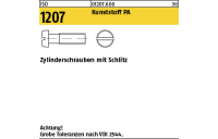 200 Stück, ISO 1207 Kunststoff PA Zylinderschrauben mit Schlitz - Abmessung: M 2,5 x 6