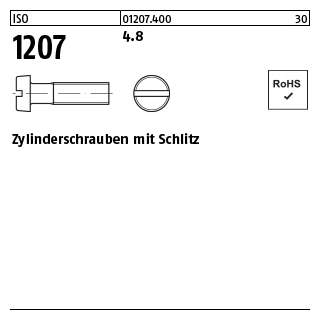 2000 Stück, ISO 1207 4.8 Zylinderschrauben mit Schlitz - Abmessung: M 3 x 3