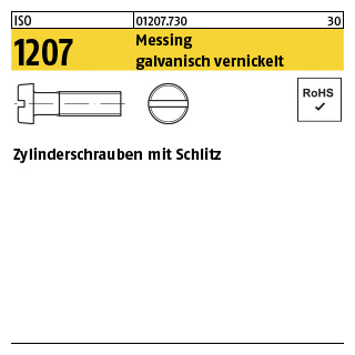 200 Stück, ISO 1207 Messing galvanisch vernickelt Zylinderschrauben mit Schlitz - Abmessung: M 4 x 40