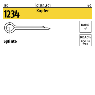 100 Stück, ISO 1234 Kupfer Splinte - Abmessung: 2 x 40