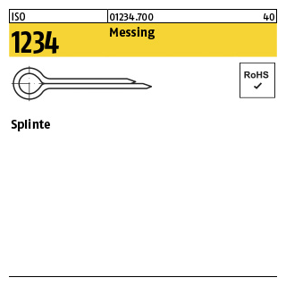 100 Stück, ISO 1234 Messing Splinte - Abmessung: 2 x 40