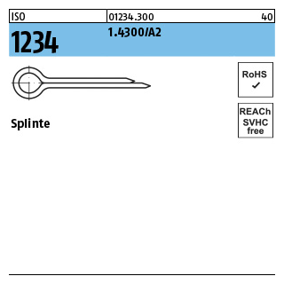 250 Stück, ISO 1234 1.4300/A2 Splinte - Abmessung: 5 x 40