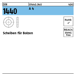 500 Stück, DIN 1440 A 4 Scheiben für Bolzen - Abmessung: 6 x 12 x 1,6