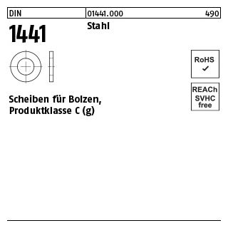 500 Stück, DIN 1441 Stahl Scheiben für Bolzen, Produktklasse C (g) - Abmessung: 15 x 28x 3