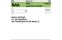 10 Stück, DIN 1444 Stahl Form B galvanisch verzinkt Bolzen mit Kopf, mit Splintloch mit Toleranzfeld h11 für Bolzen Ø - Abmessung: B 10 x 25/20,5