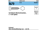 1000 Stück, ISO 1479 A 2 Form C Sechskant-Blechschrauben, C = mit Spitze - Abmessung: C 2,9 x 9,5