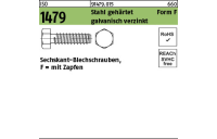 500 Stück, ISO 1479 Stahl, geh. Form F galvanisch verzinkt Sechskant-Blechschrauben, F = mit Zapfen - Abmessung: 4,2 x 9,5 -F