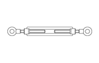 1 Stück, DIN 1480 A 2 SP-RR Spannschlösser geschmiedet, offene Form, mit 2 Ringösen - Abmessung: SP-RR M 8