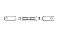 1 Stück, DIN 1480 Stahl SP-BS galvanisch verzinkt Spannschlösser geschmiedet, offene Form, mit 2 Battschraube - Abmessung: SP BS M 12