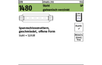 1 Stück, DIN 1480 Stahl SP galvanisch verzinkt, ÜZ Spannschlossmuttern, geschmiedet, offene Form - Abmessung: SP M 16 / 170