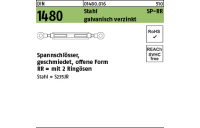 1 Stück, DIN 1480 Stahl SP-RR galvanisch verzinkt Spannschlösser geschmiedet, offene Form, mit 2 Ringösen - Abmessung: SP-RR M 20