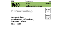 1 Stück, DIN 1480 Stahl SP-HH galvanisch verzinkt Spannschlösser geschmiedet, offene Form, mit 2 Haken - Abmessung: SP HH M 20