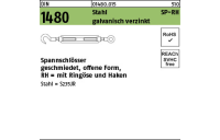 1 Stück, DIN 1480 Stahl SP-RH galvanisch verzinkt Spannschlösser geschmiedet, offene Form mit Ringöse und Haken - Abmessung: SP-RH M 24